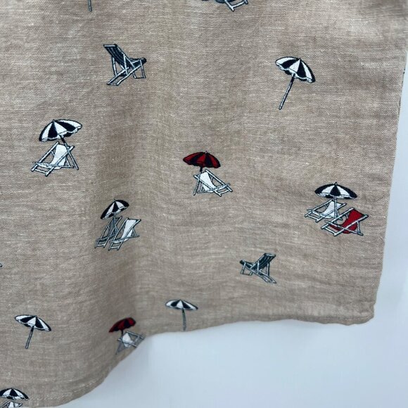 Point Zero Linen Button Shirt Men's Large beach chair umbrella Hawaiian Short Sl - Picture 10 of 11